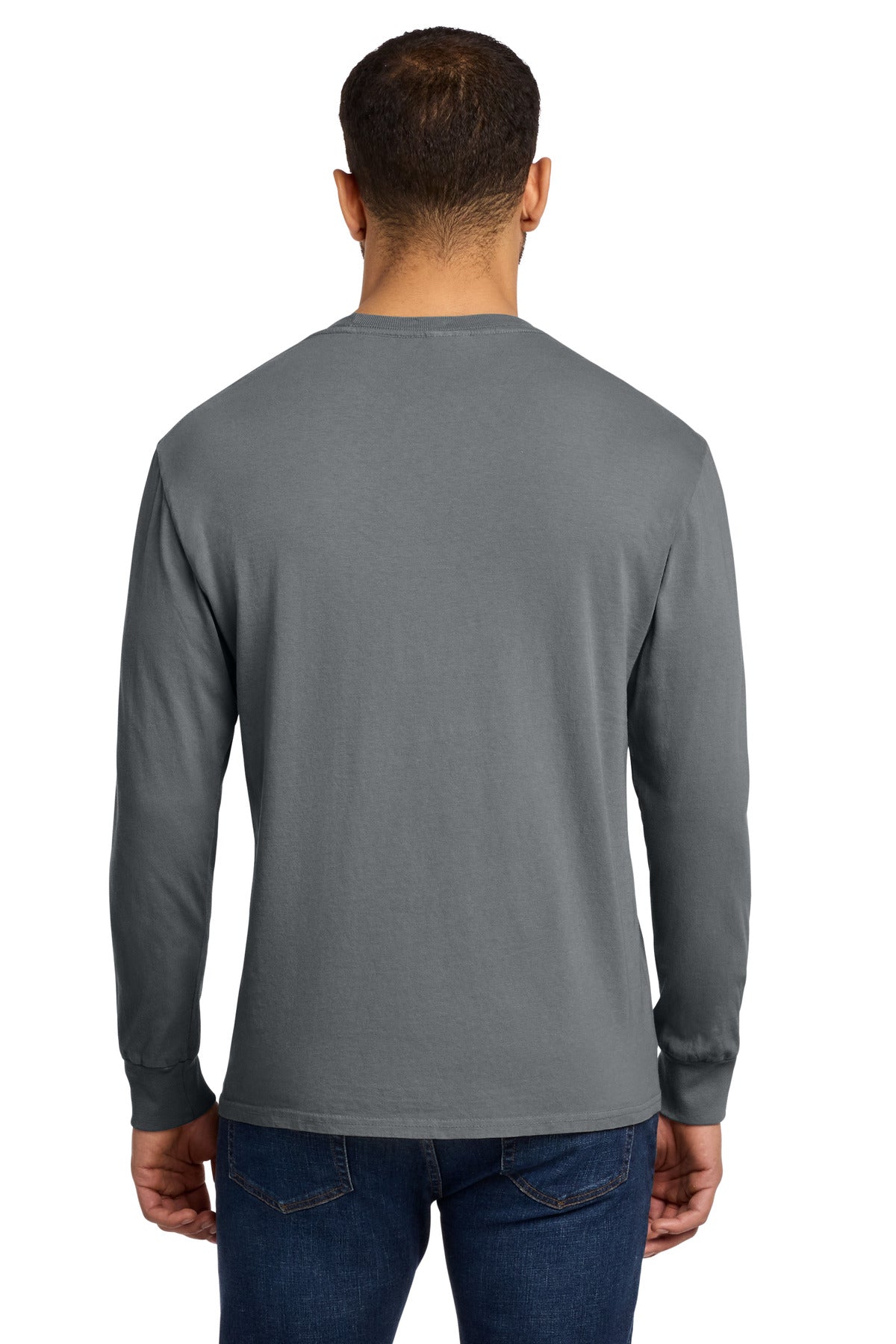 Port & Co Beach Wash Garment-Dyed Long Sleeve Tee - Pewter