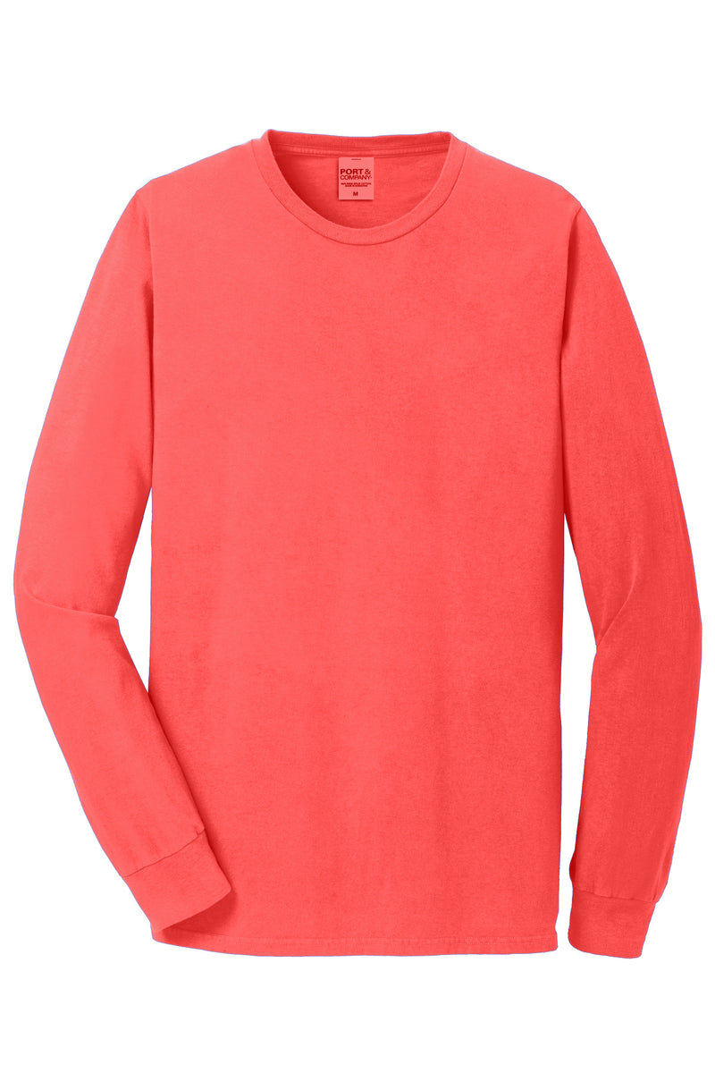 Port & Co Beach Wash Garment-Dyed Long Sleeve Tee - Poppy