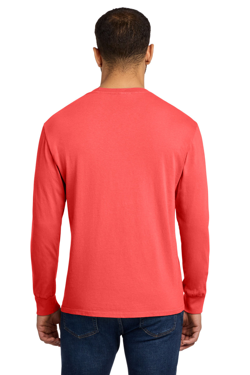 Port & Co Beach Wash Garment-Dyed Long Sleeve Tee - Poppy
