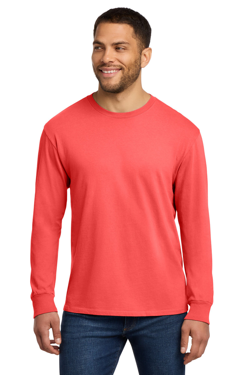 Port & Co Beach Wash Garment-Dyed Long Sleeve Tee - Poppy