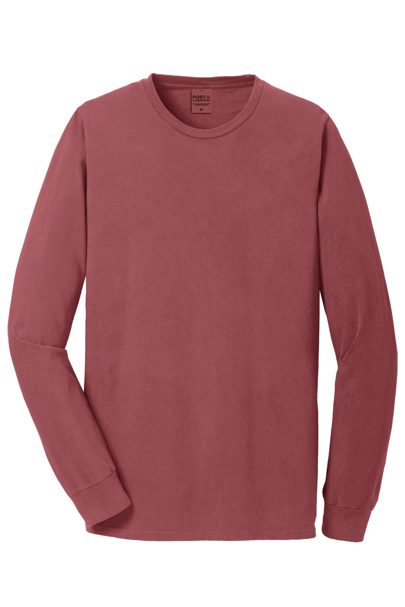 Port & Co Beach Wash Garment-Dyed Long Sleeve Tee - Red Rock