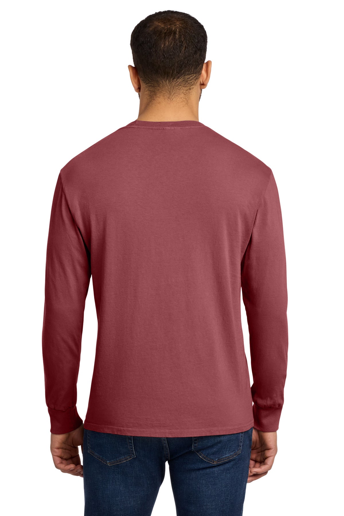 Port & Co Beach Wash Garment-Dyed Long Sleeve Tee - Red Rock