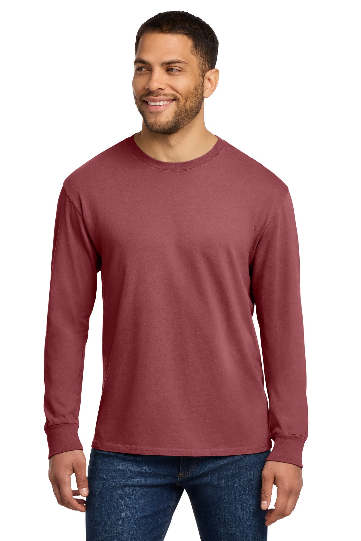 Port & Co Beach Wash Garment-Dyed Long Sleeve Tee - Red Rock