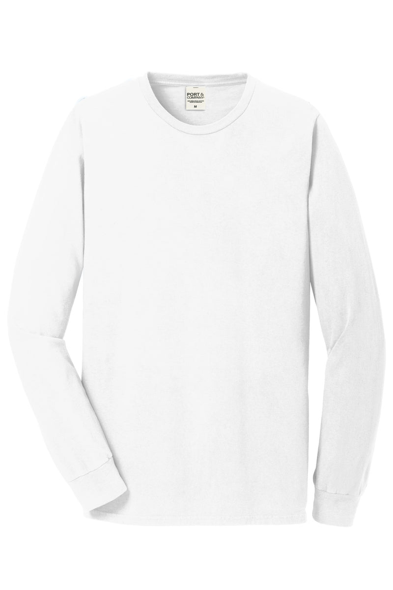 Port & Co Beach Wash Garment-Dyed Long Sleeve Tee - White