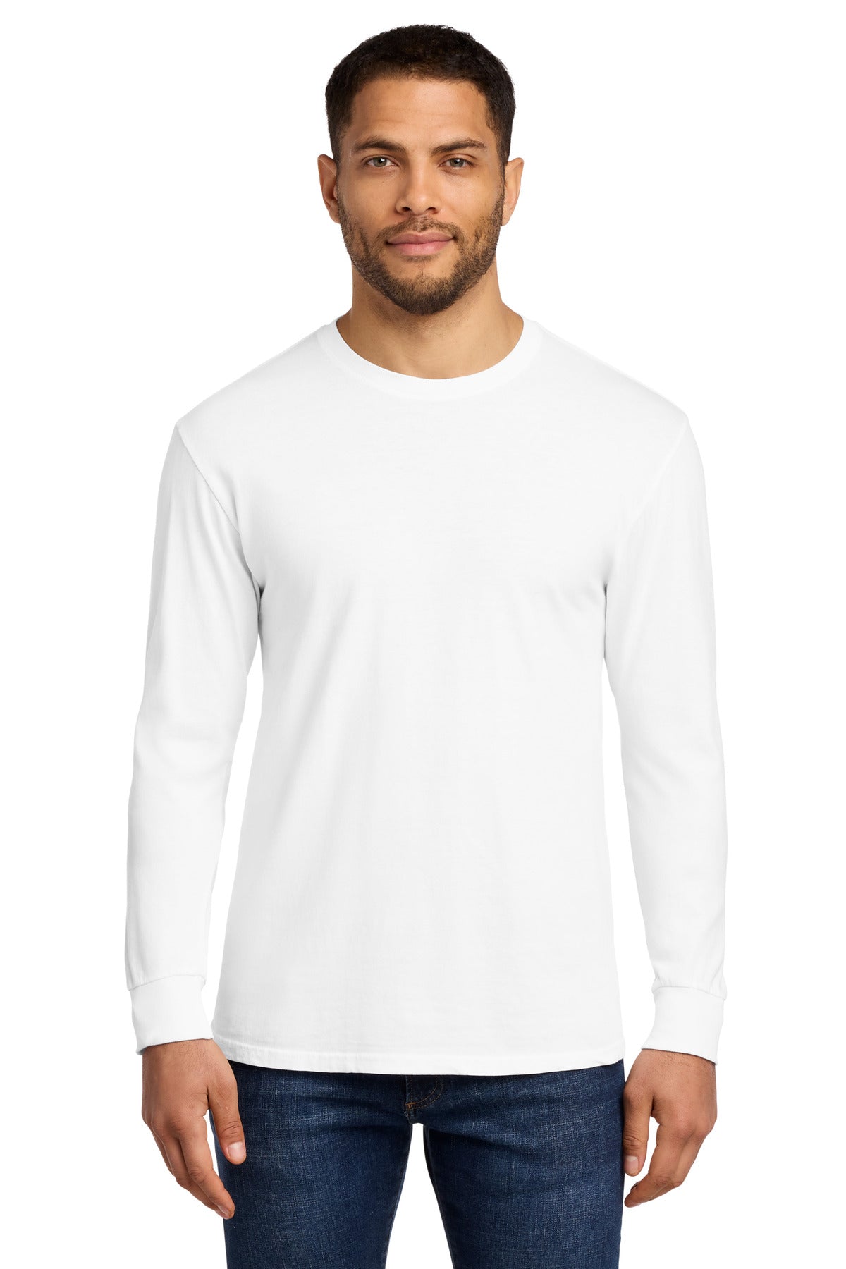 Port & Co Beach Wash Garment-Dyed Long Sleeve Tee - White