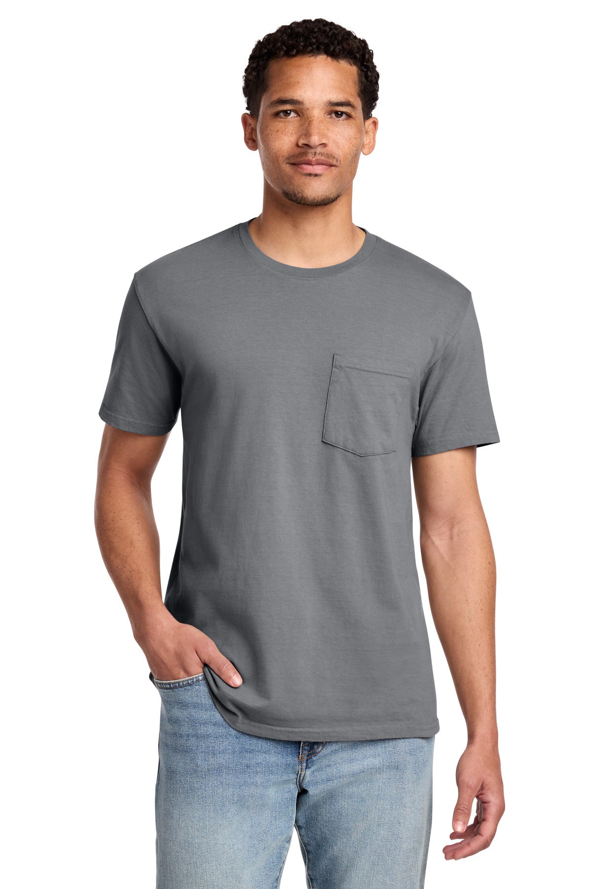 Port & Co Beach Wash Garment-Dyed Pocket Tee - Coal