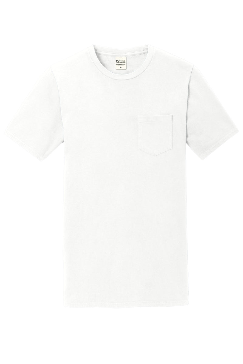 Port & Co Beach Wash Garment-Dyed Pocket Tee - White