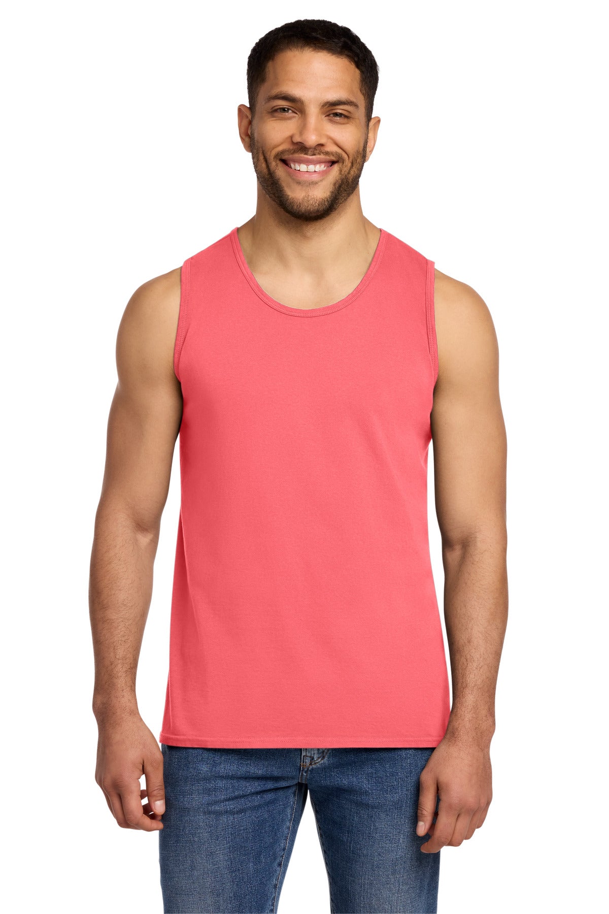 Port & Co Beach Wash Garment-Dyed Tank - Neon Coral