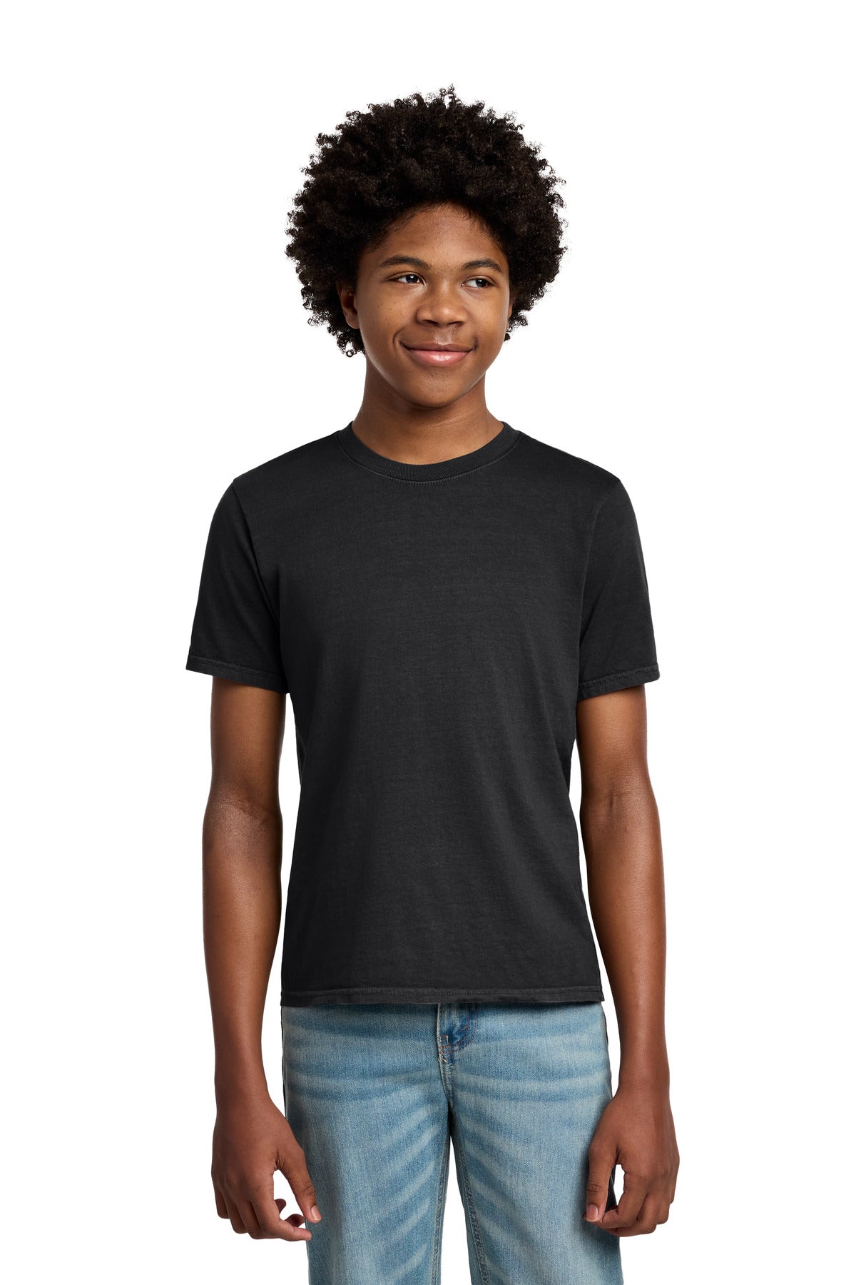 Port & Co Youth Beach Wash Garment-Dyed Tee - Black