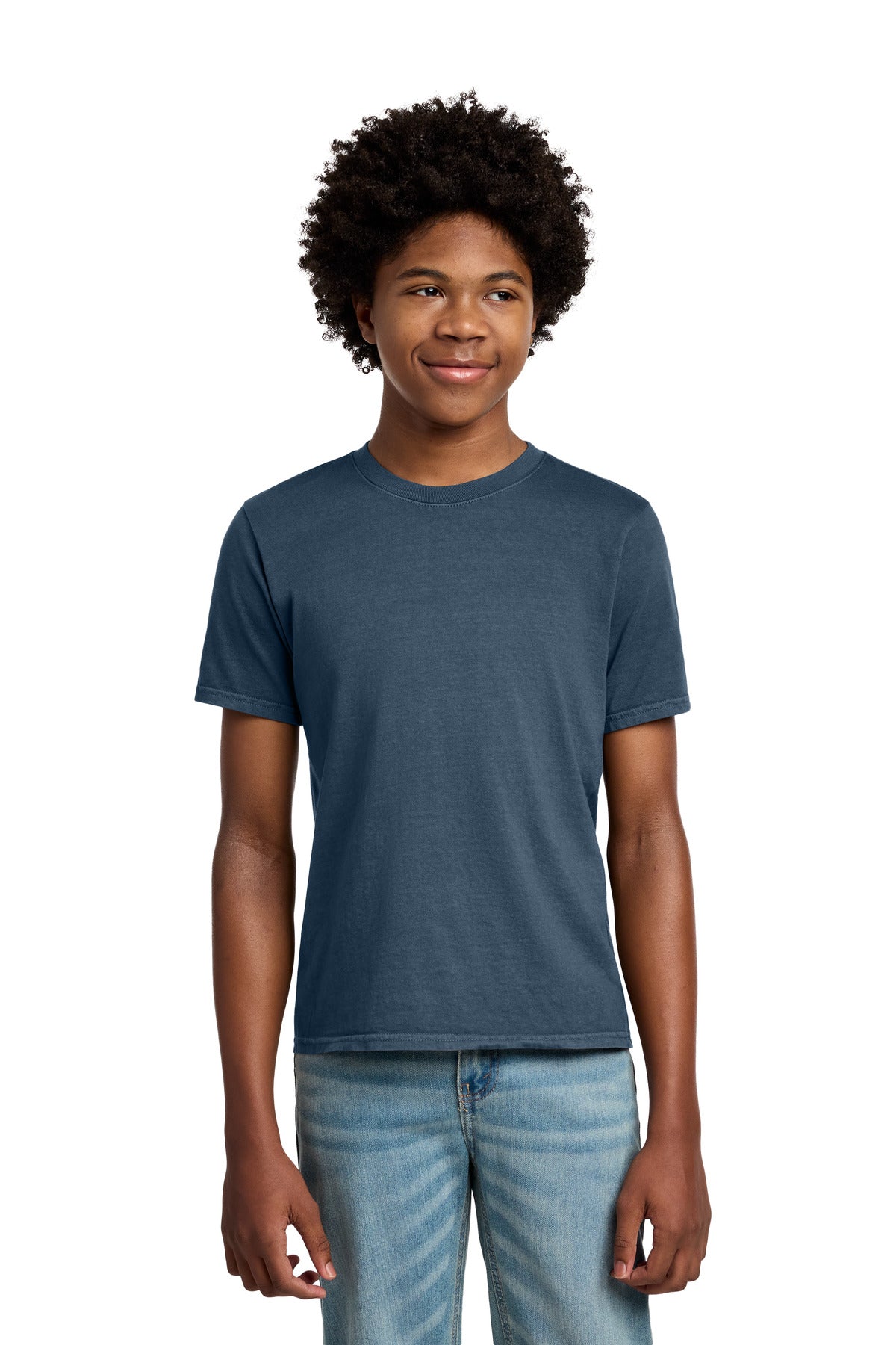 Port & Co Youth Beach Wash Garment-Dyed Tee - Denim Blue