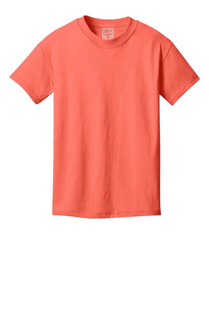 Port & Co Youth Beach Wash Garment-Dyed Tee - Neon Coral