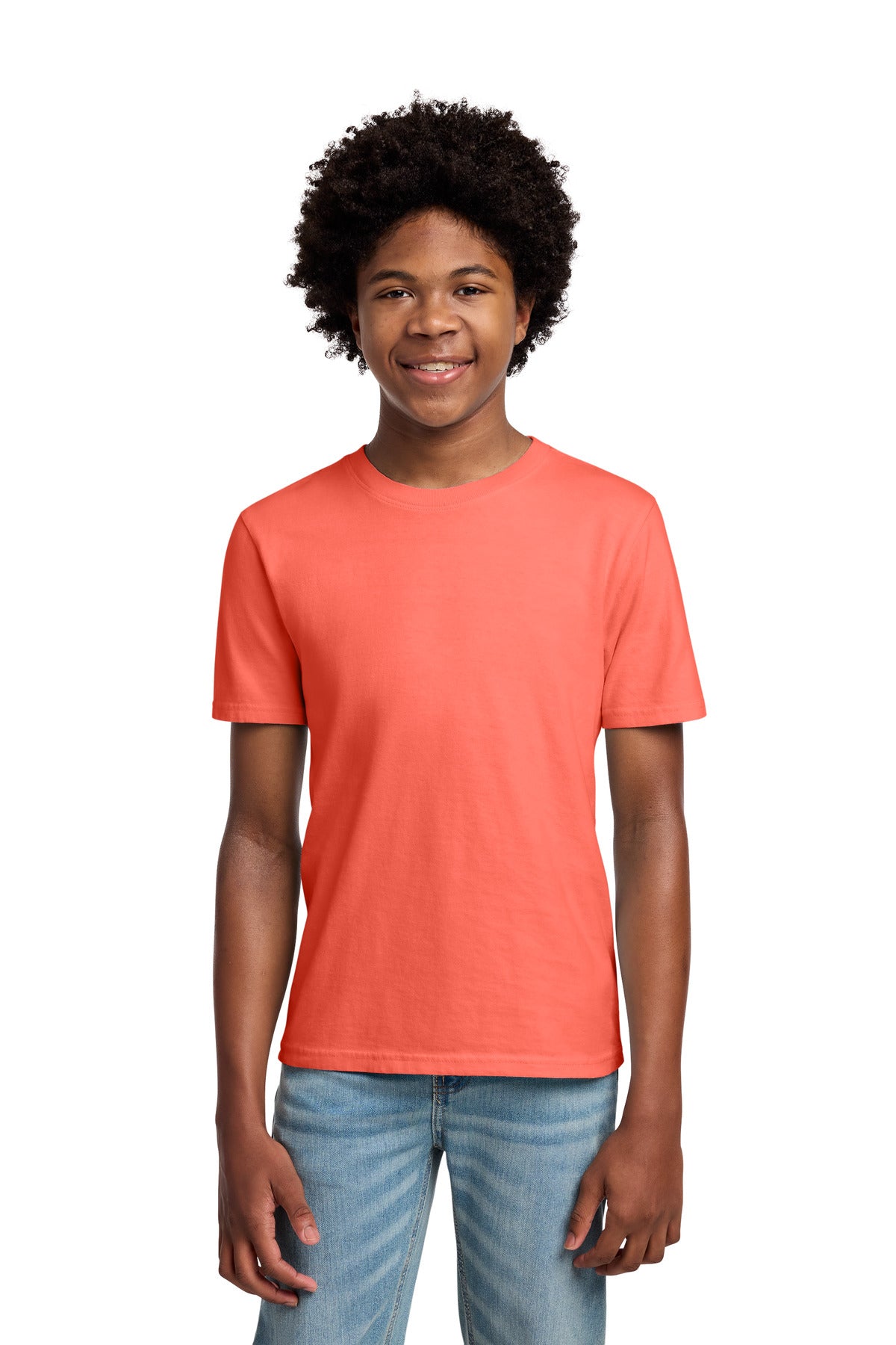 Port & Co Youth Beach Wash Garment-Dyed Tee - Neon Coral