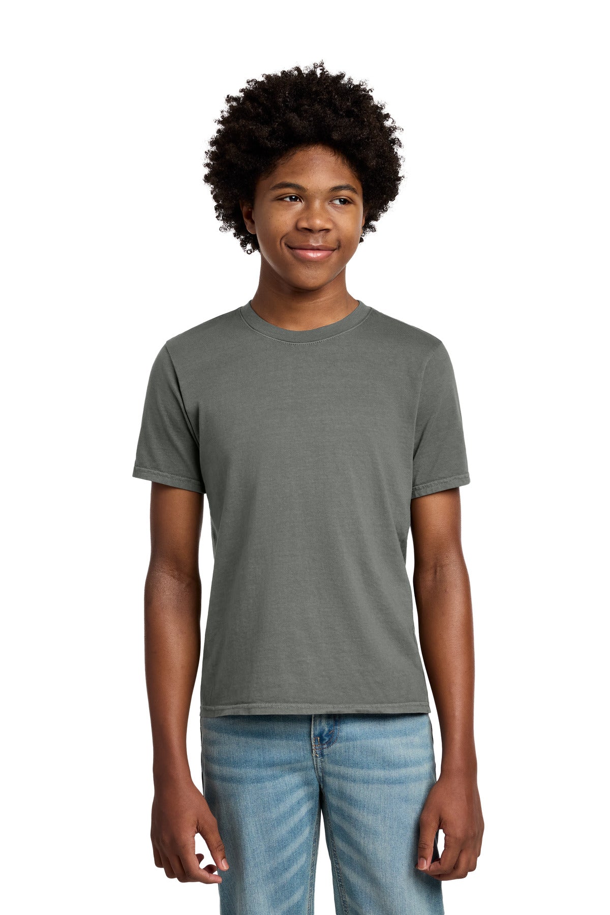 Port & Co Youth Beach Wash Garment-Dyed Tee - Pewter