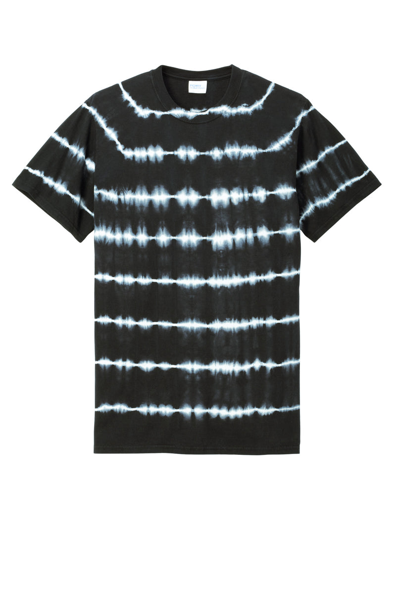 Port & Co Allover Stripe Tie-Dye Tee - Black/ White