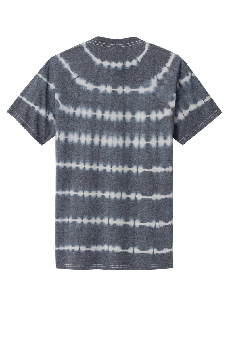 Port & Co Allover Stripe Tie-Dye Tee - Graphite/ Light Grey