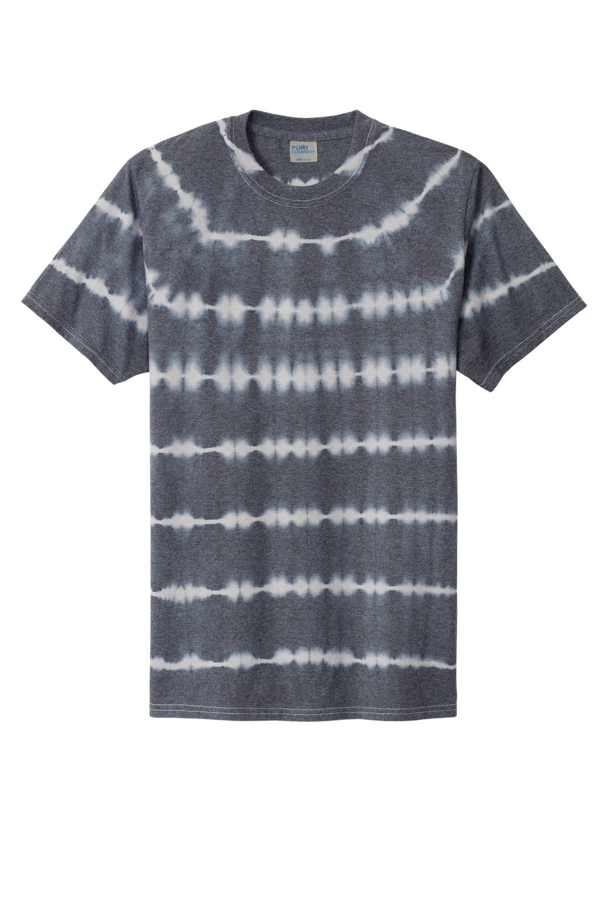 Port & Co Allover Stripe Tie-Dye Tee - Graphite/ Light Grey