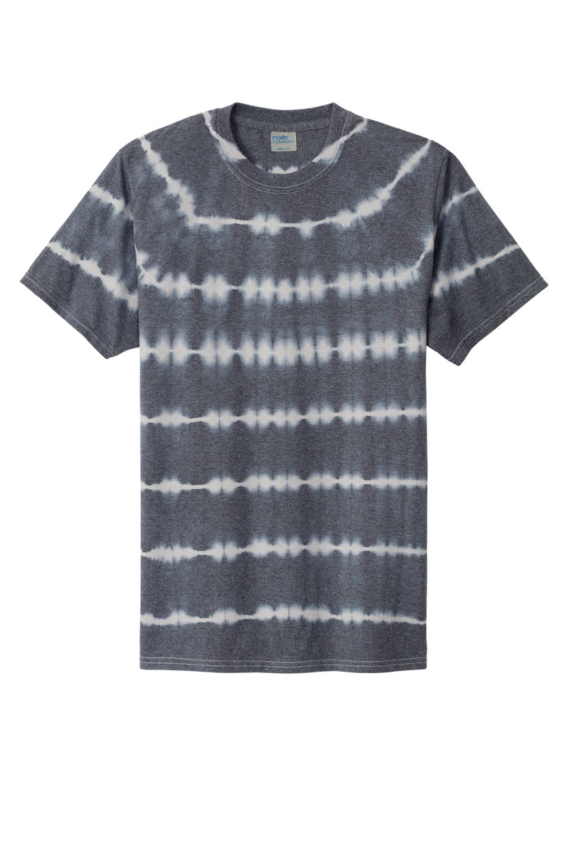 Port & Co Allover Stripe Tie-Dye Tee - Graphite/ Light Grey