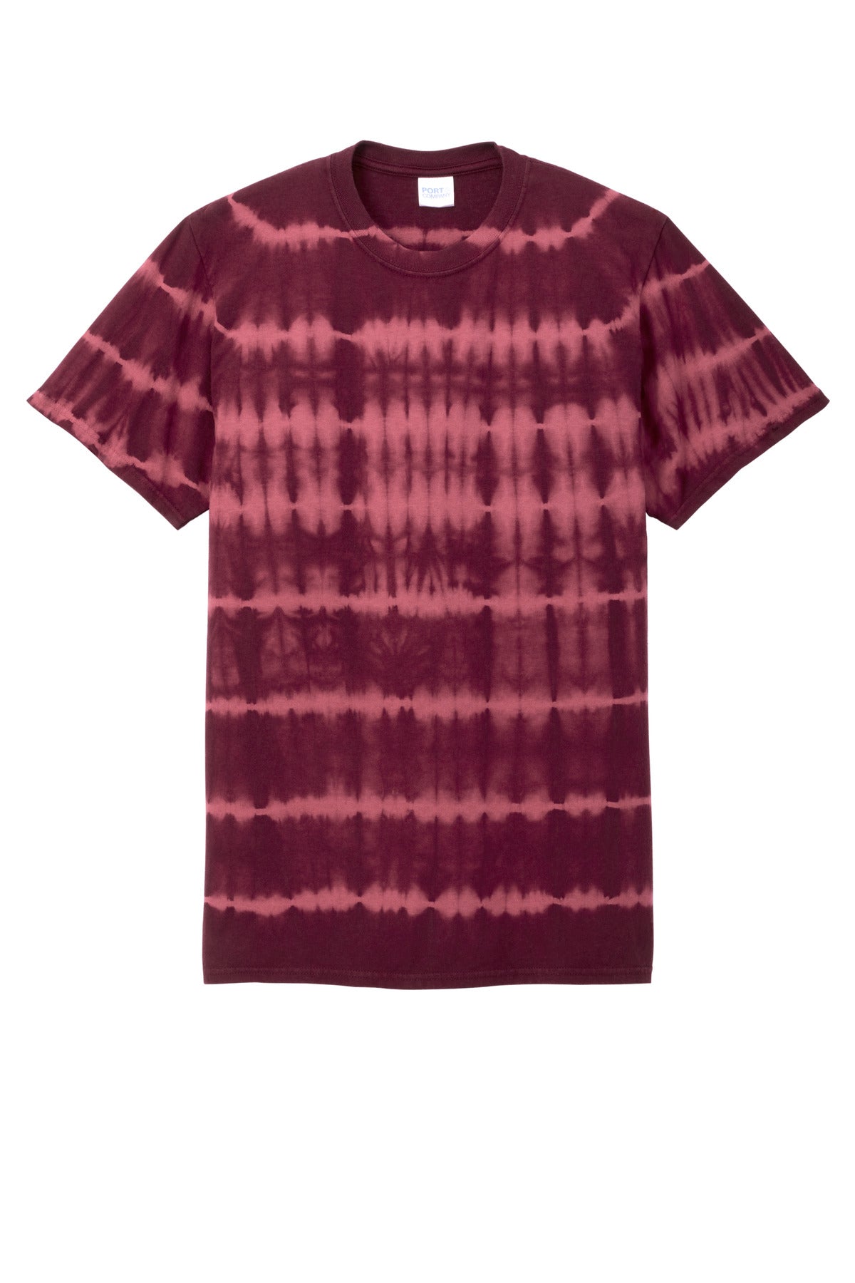 Port & Co Allover Stripe Tie-Dye Tee - Merlot/ Burgundy