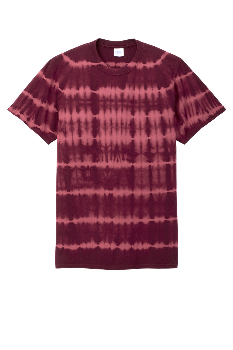 Port & Co Allover Stripe Tie-Dye Tee - Merlot/ Burgundy