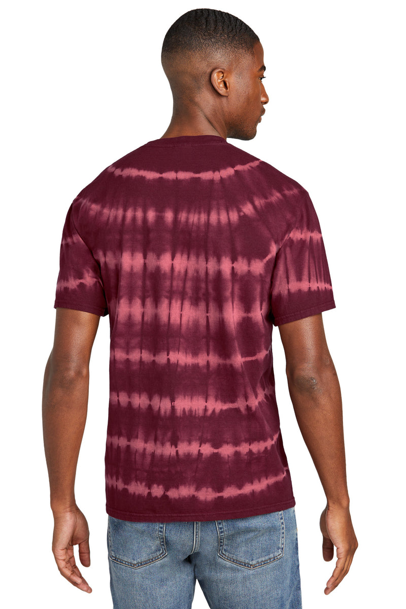 Port & Co Allover Stripe Tie-Dye Tee - Merlot/ Burgundy
