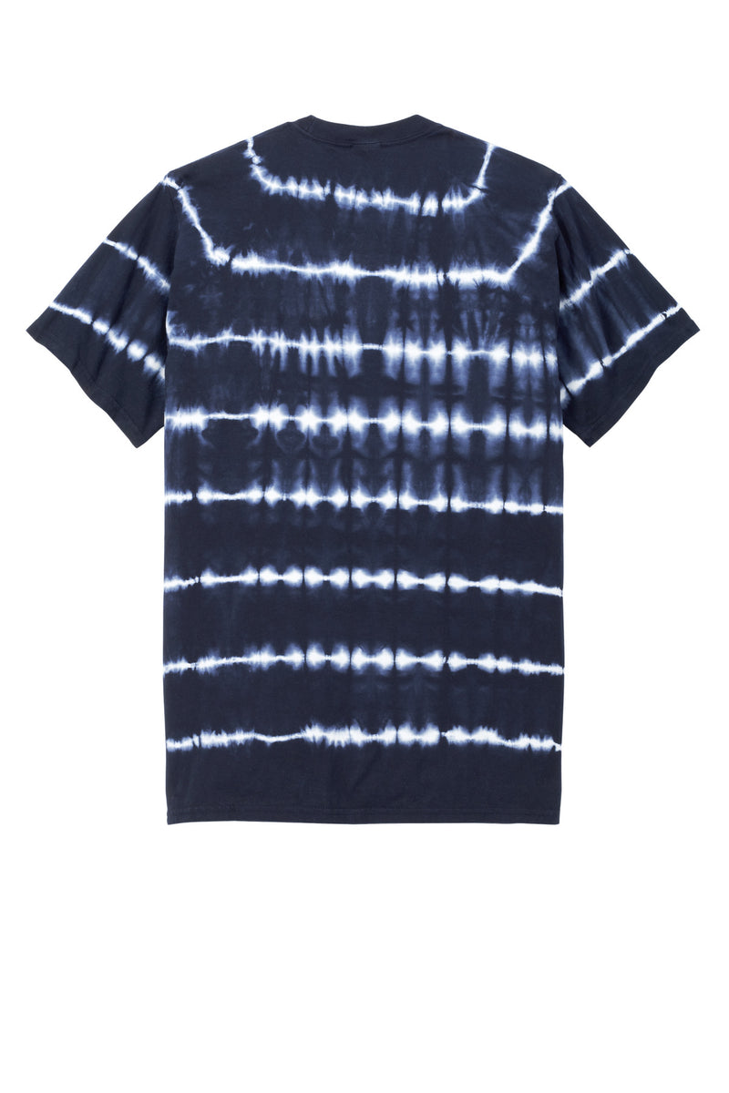Port & Co Allover Stripe Tie-Dye Tee - True Navy/ White