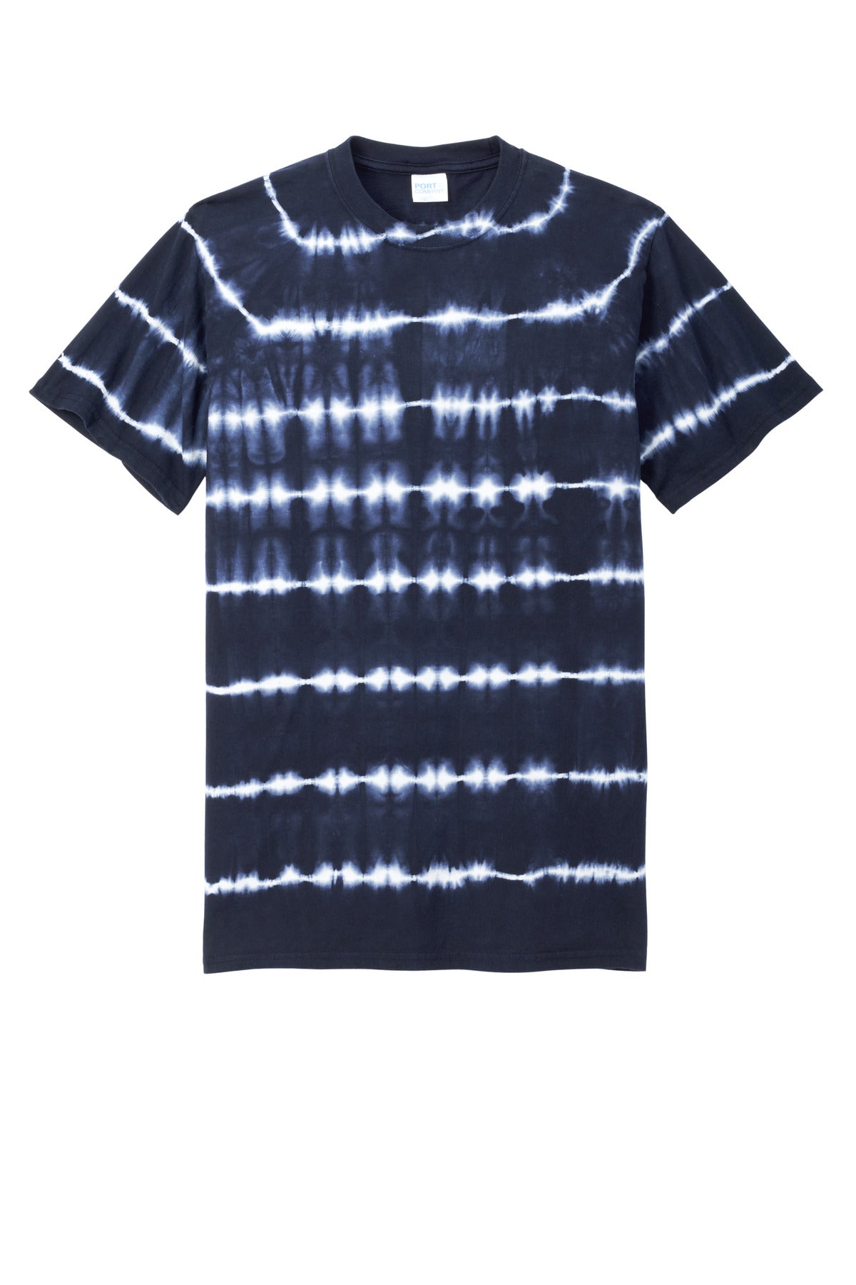Port & Co Allover Stripe Tie-Dye Tee - True Navy/ White