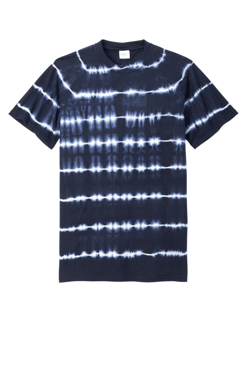 Port & Co Allover Stripe Tie-Dye Tee - True Navy/ White