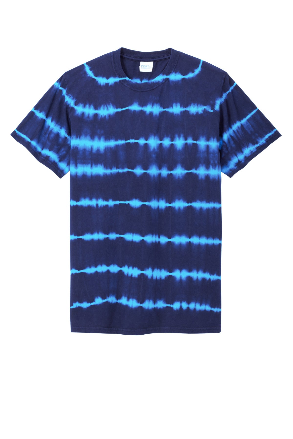 Port & Co Allover Stripe Tie-Dye Tee - Turquoise/ Team Navy