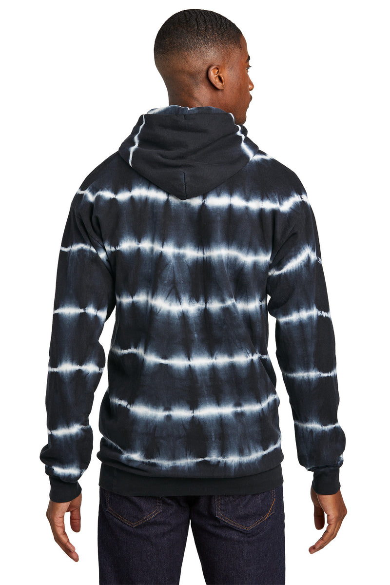Port & Co Allover Stripe Tie-Dye Fleece - Black/ White