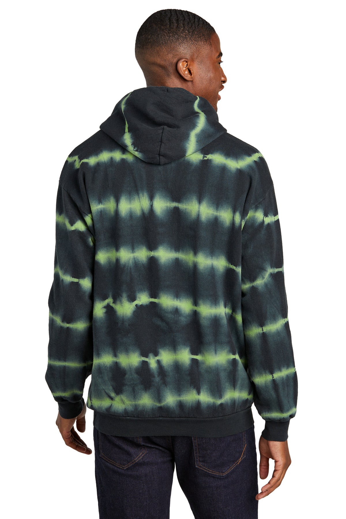 Port & Co Allover Stripe Tie-Dye Fleece - Green Tea/ Black