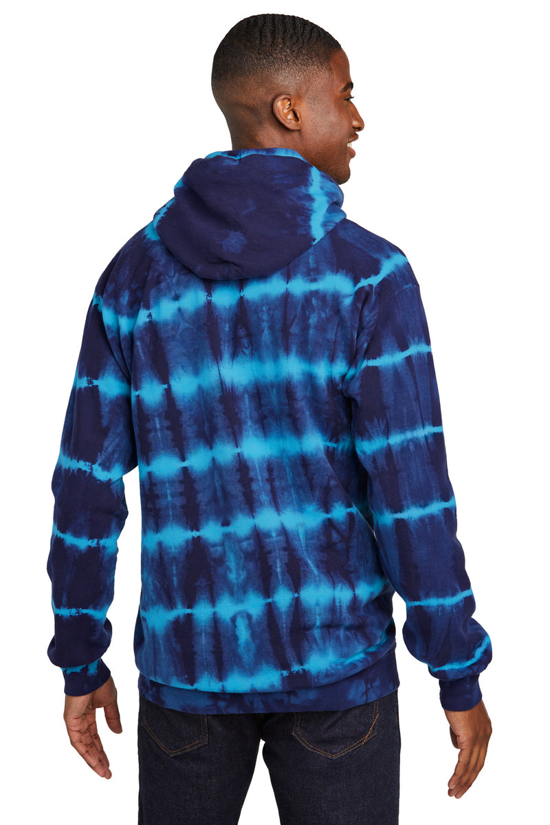 Port & Co Allover Stripe Tie-Dye Fleece - Turquoise/ Team Navy