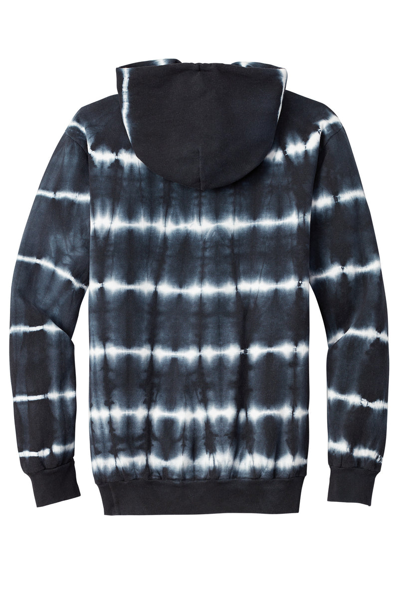 Port & Co Allover Stripe Tie-Dye Fleece - Black/ White
