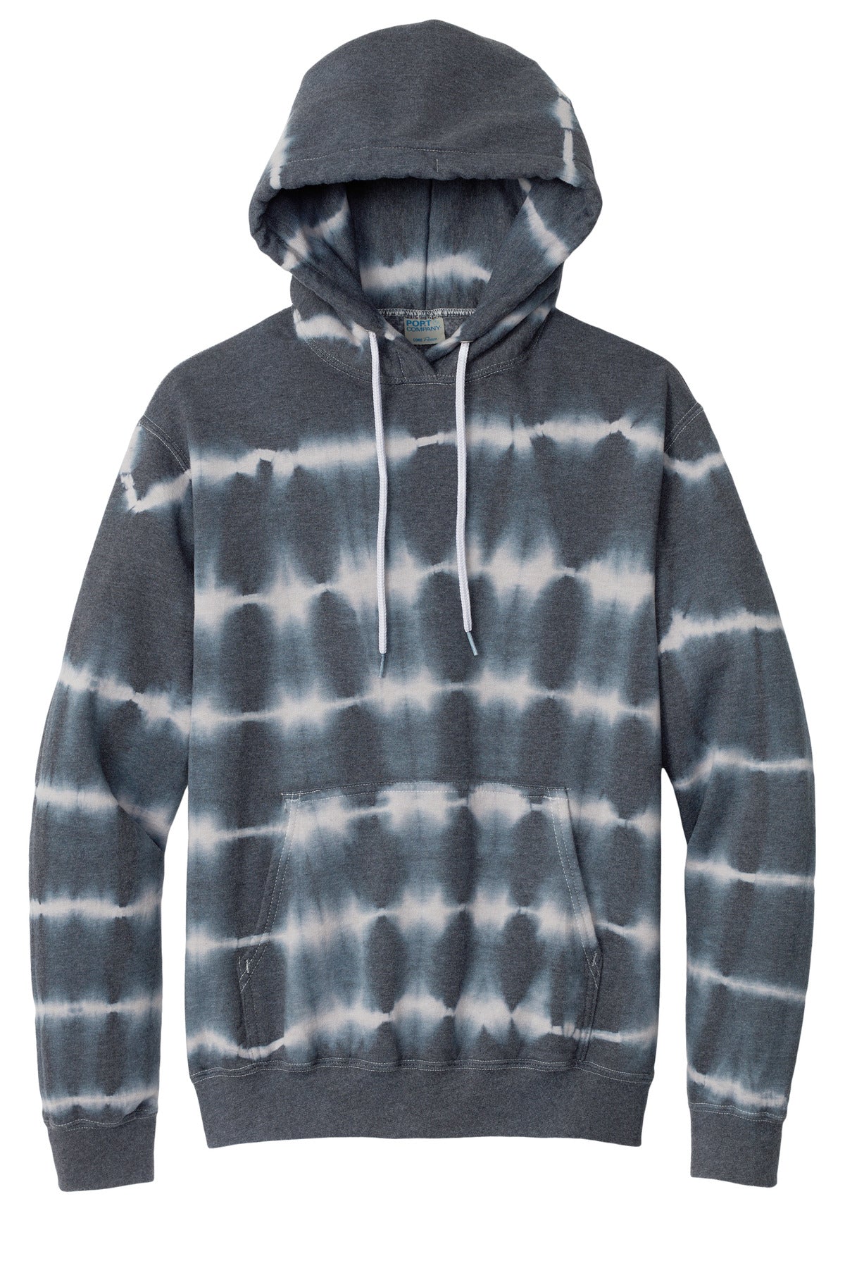 Port & Co Allover Stripe Tie-Dye Fleece - Graphite/ Light Grey