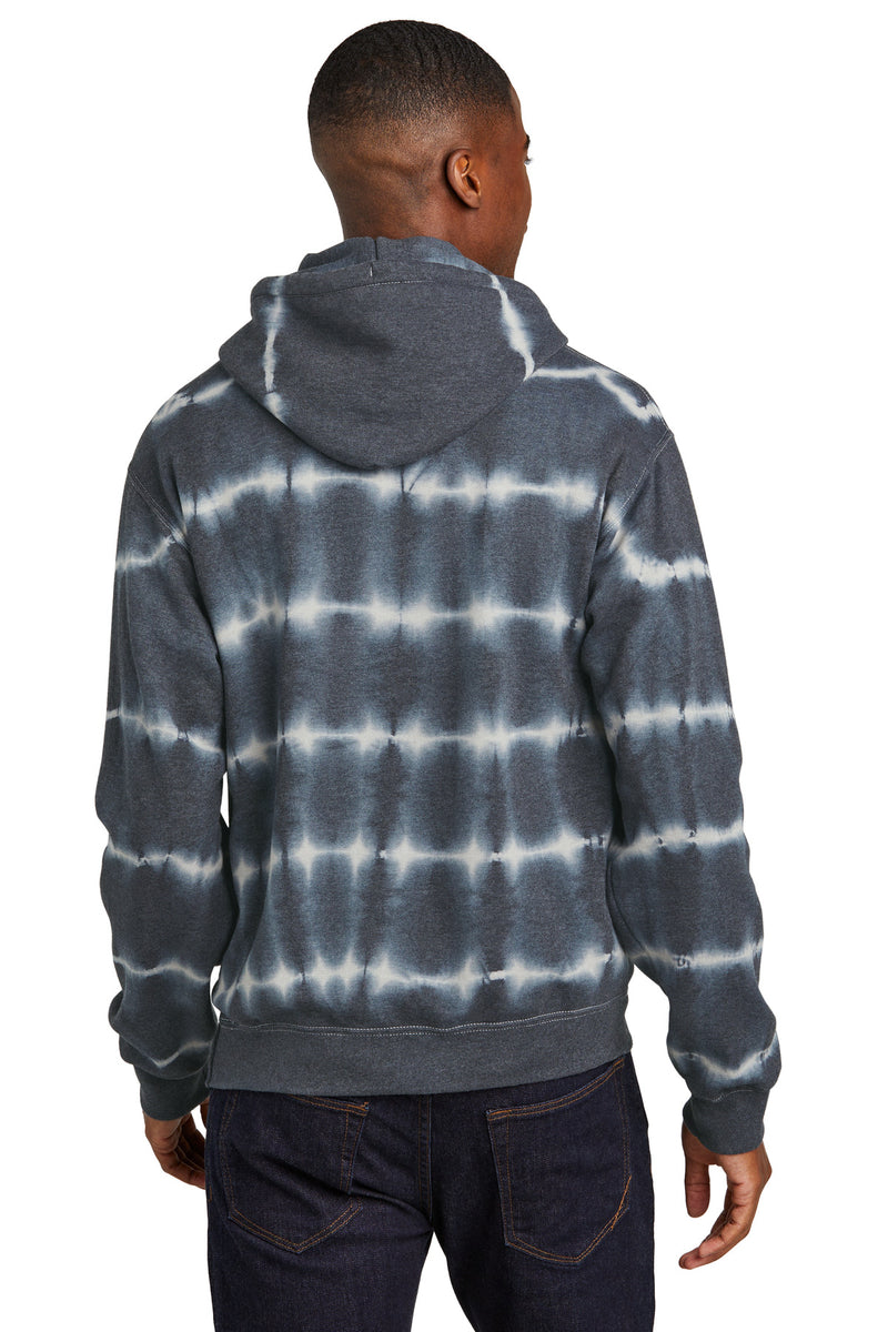 Port & Co Allover Stripe Tie-Dye Fleece - Graphite/ Light Grey