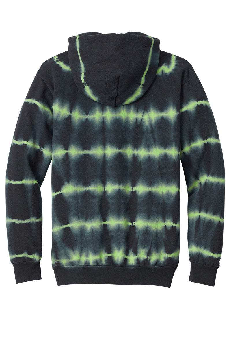 Port & Co Allover Stripe Tie-Dye Fleece - Green Tea/ Black