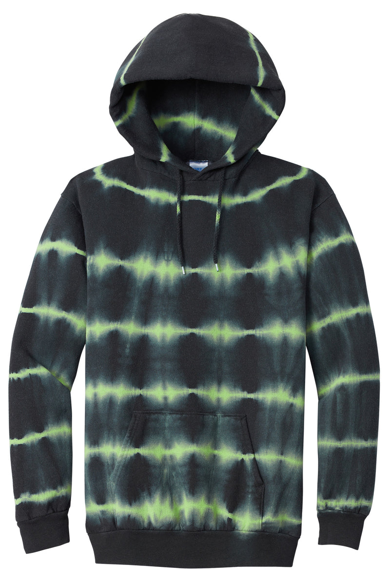 Port & Co Allover Stripe Tie-Dye Fleece - Green Tea/ Black