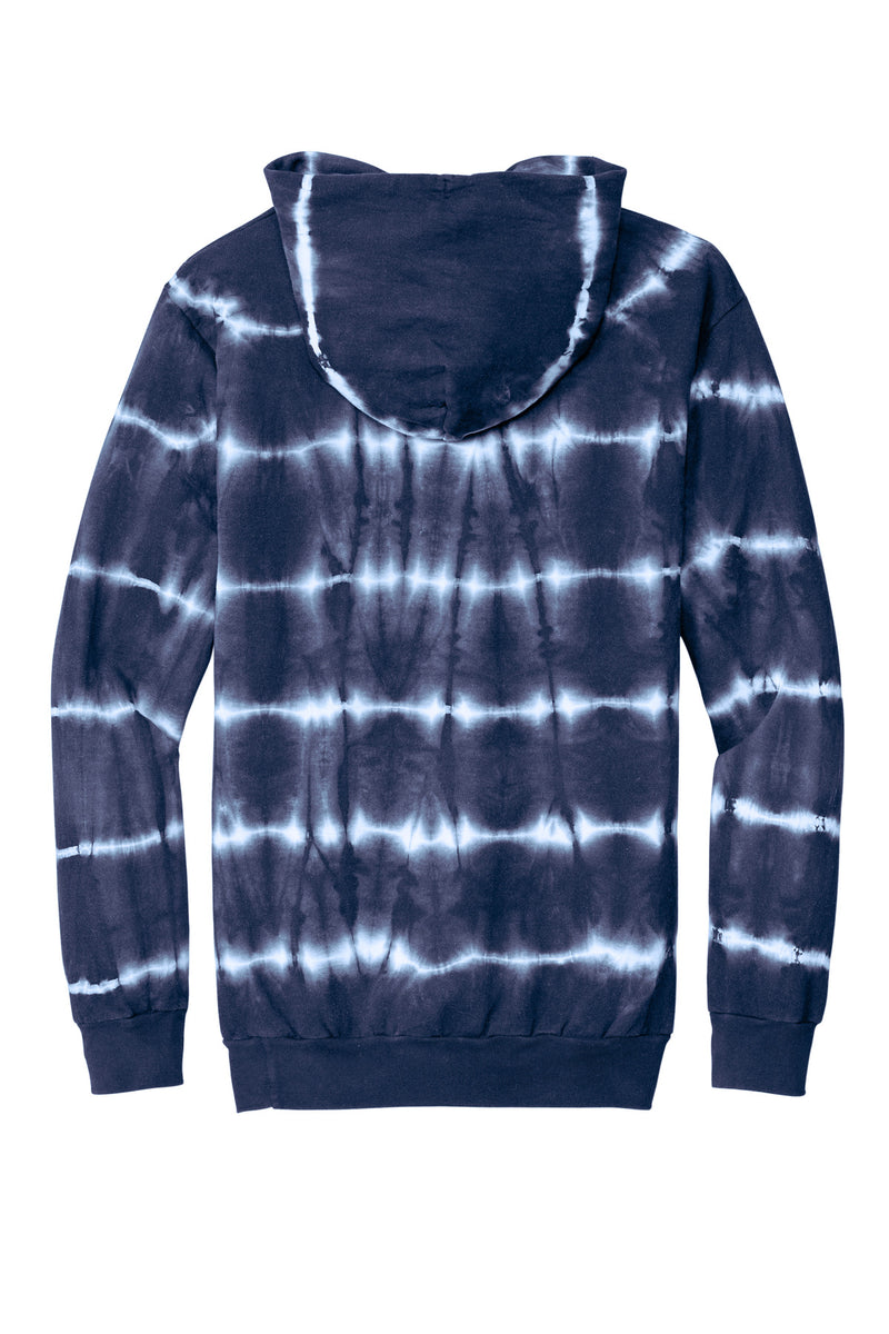Port & Co Allover Stripe Tie-Dye Fleece - True Navy/ White