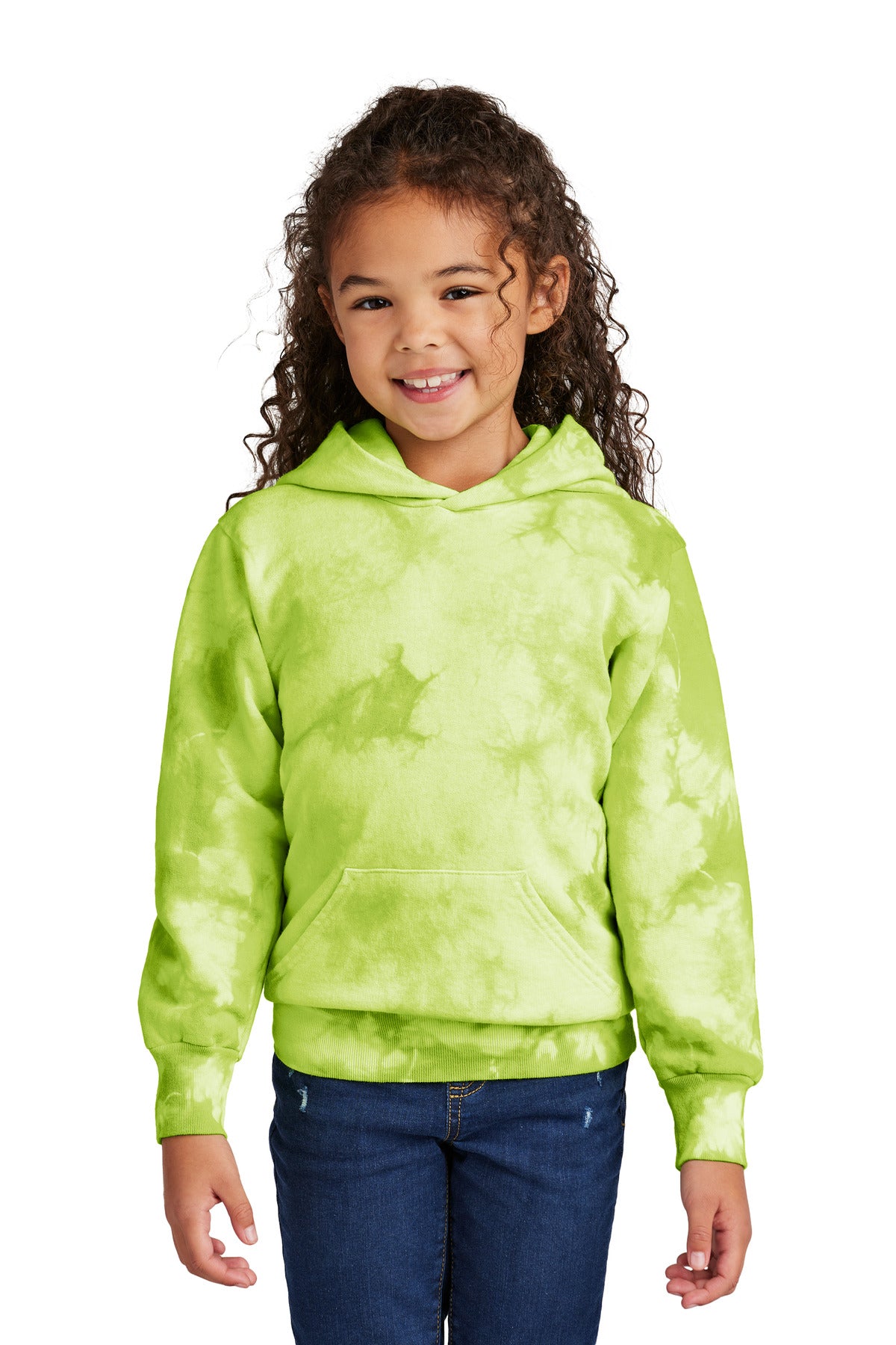 Port & Co Youth Crystal Tie-Dye Pullover Hoodie - Lemon Lime