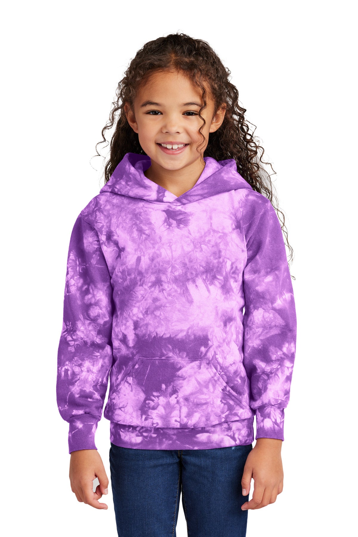 Port & Co Youth Crystal Tie-Dye Pullover Hoodie - Purple