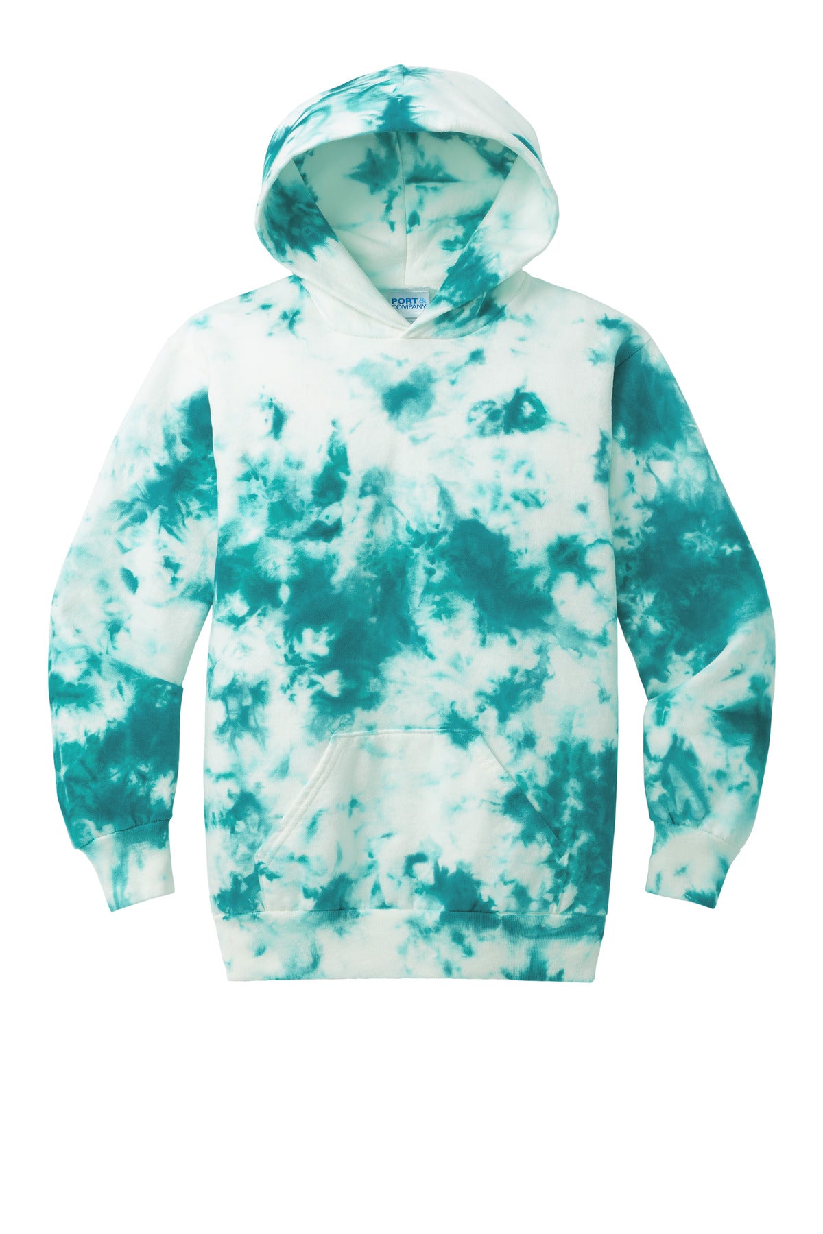 Port & Co Youth Crystal Tie-Dye Pullover Hoodie - Teal