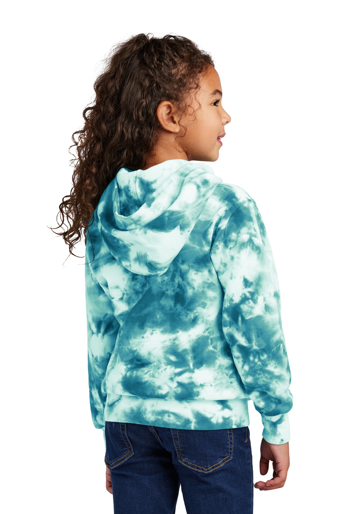 Port & Co Youth Crystal Tie-Dye Pullover Hoodie - Teal