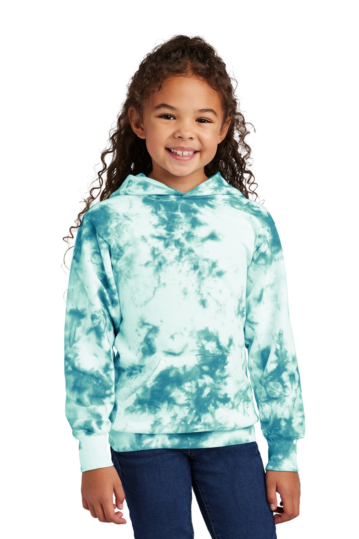 Port & Co Youth Crystal Tie-Dye Pullover Hoodie - Teal