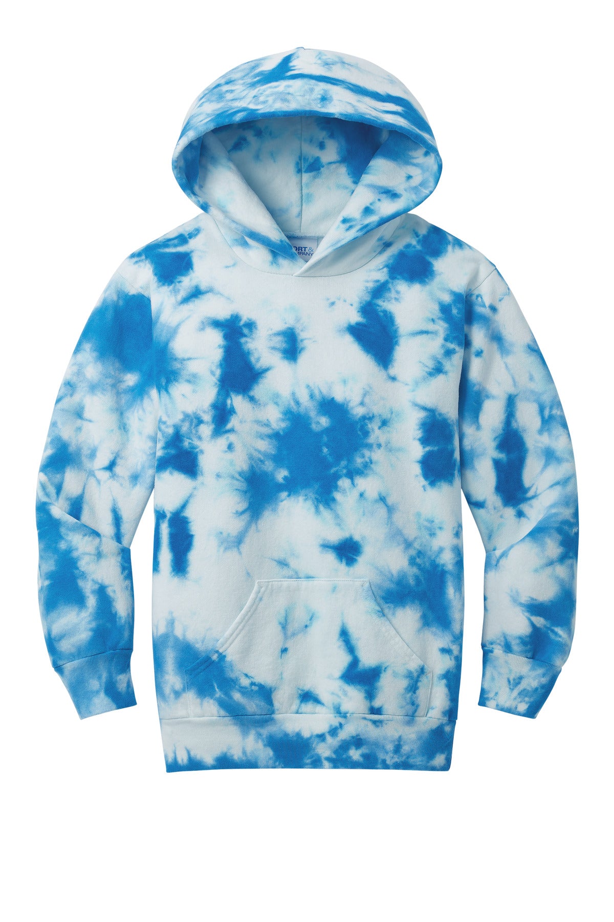 Port & Co Youth Crystal Tie-Dye Pullover Hoodie - True Royal