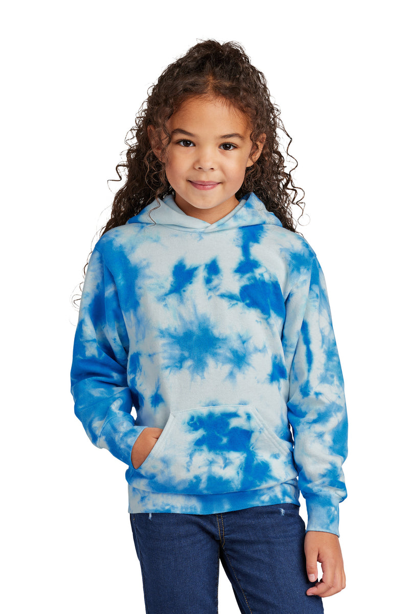 Port & Co Youth Crystal Tie-Dye Pullover Hoodie - True Royal