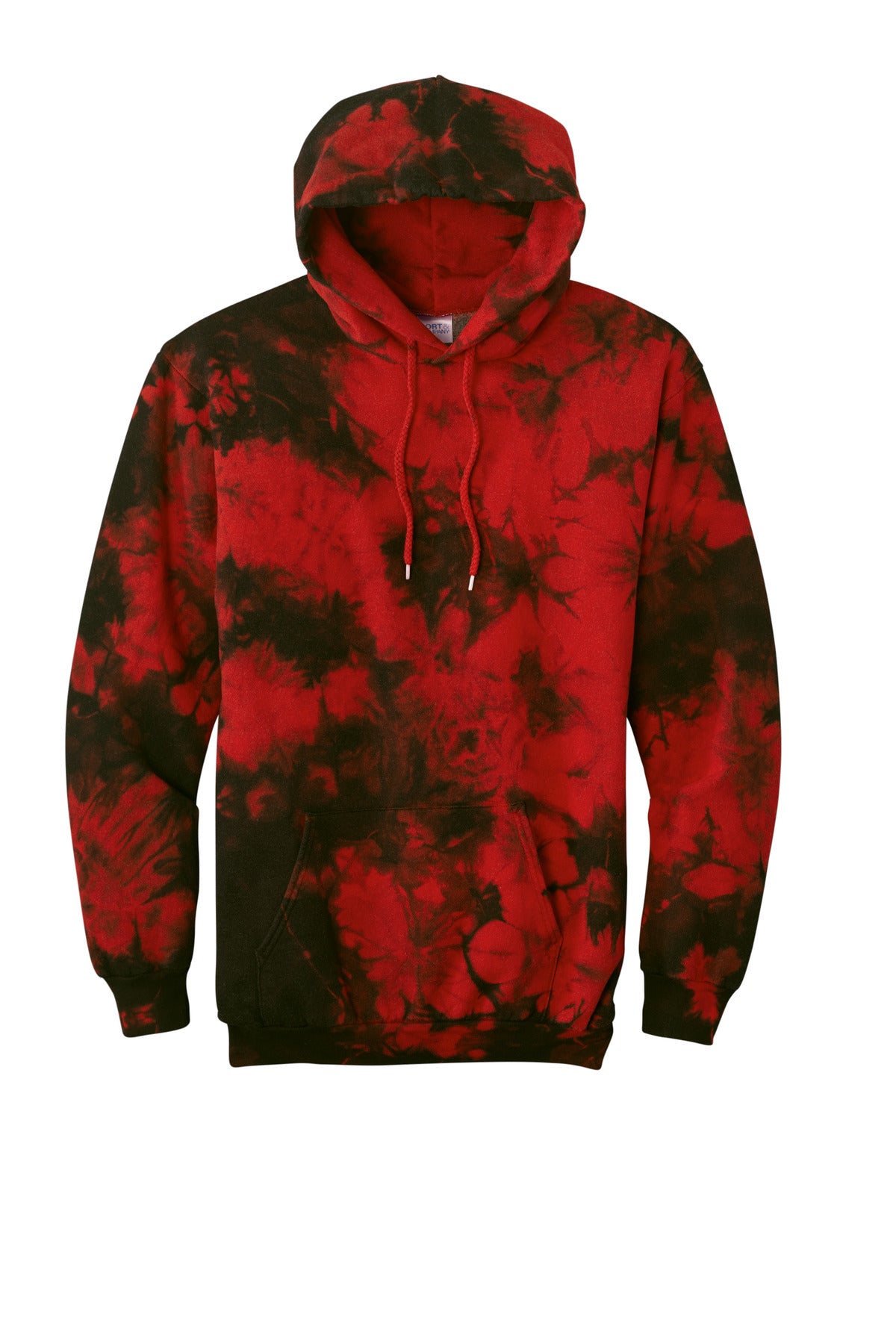 Port & Co Crystal Tie-Dye Pullover Hoodie - Black/ Red