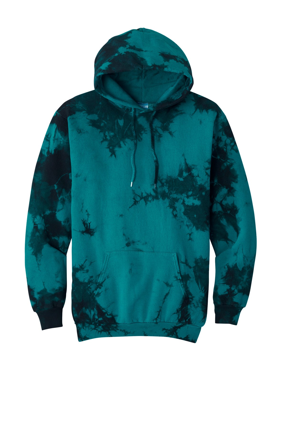 Port & Co Crystal Tie-Dye Pullover Hoodie - Black/ Teal