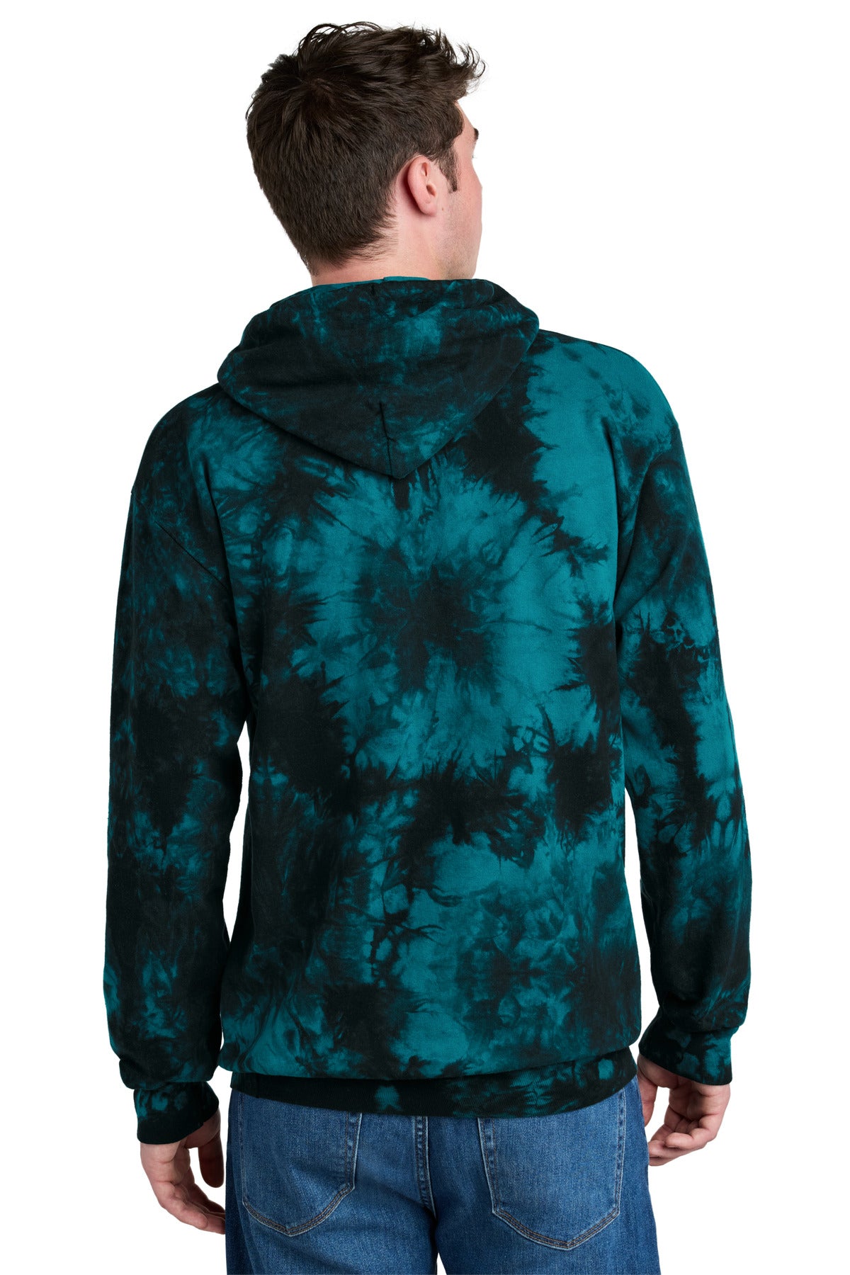 Port & Co Crystal Tie-Dye Pullover Hoodie - Black/ Teal