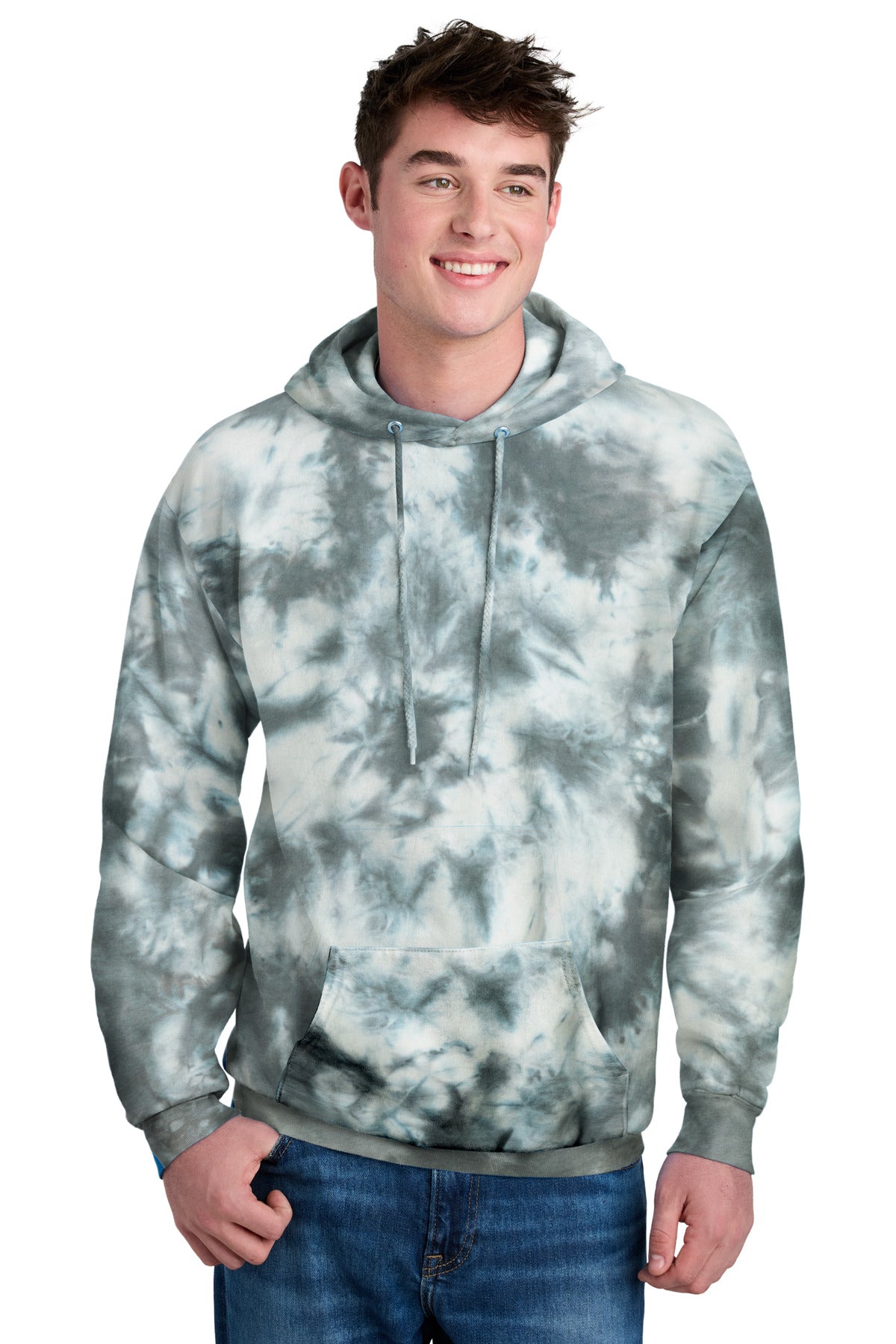 Port & Co Crystal Tie-Dye Pullover Hoodie - Grey