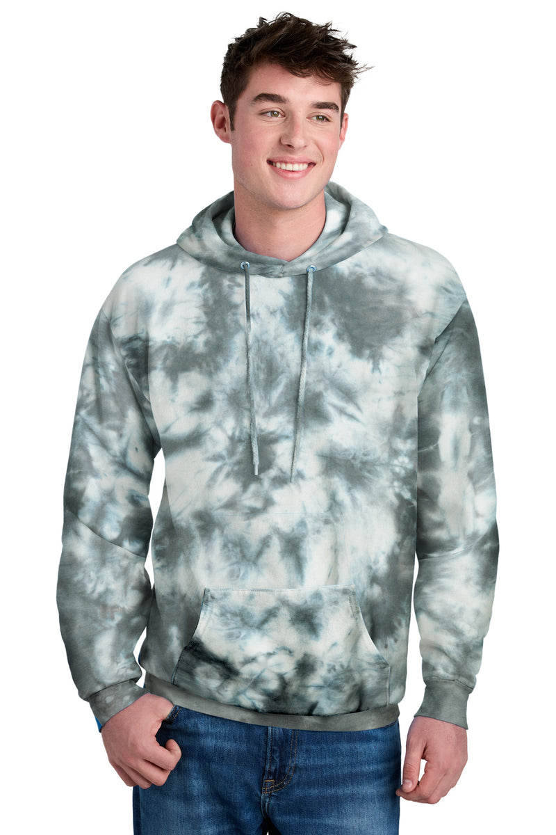 Port & Co Crystal Tie-Dye Pullover Hoodie - Grey