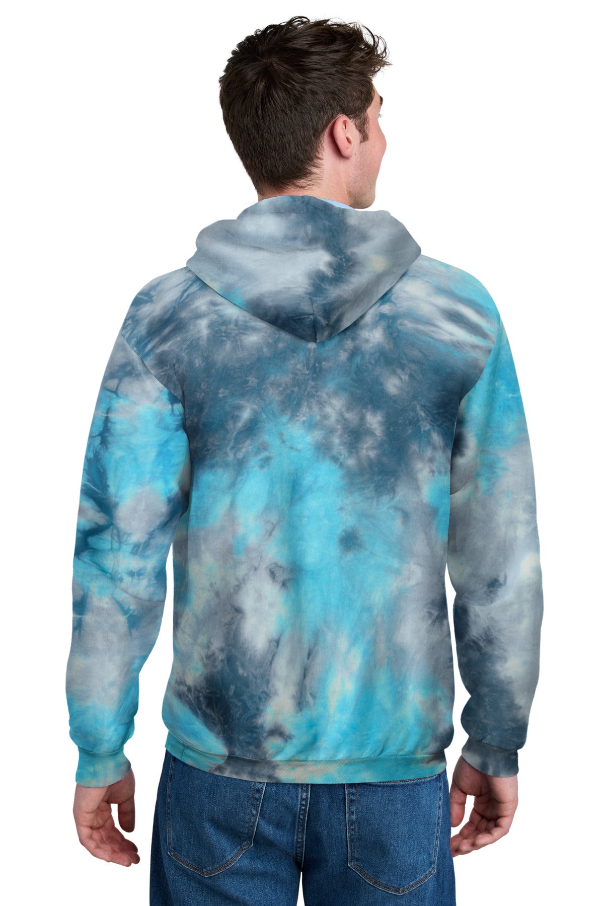 Port & Co Crystal Tie-Dye Pullover Hoodie - Lagoon Colorburst